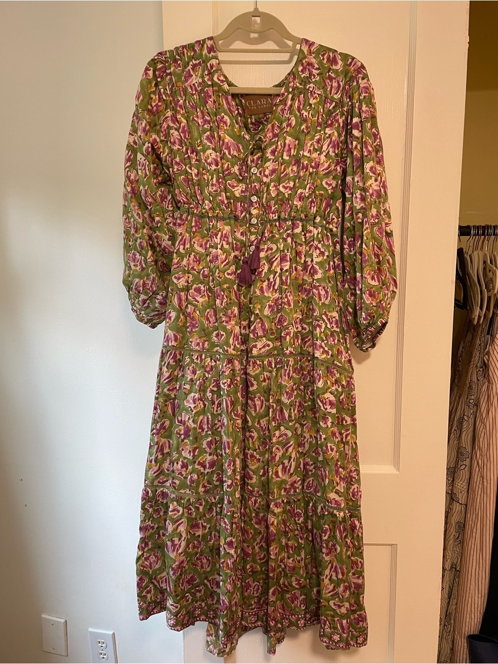 Clara the Label Green & Purple Floral Tiered Maxi Dress
